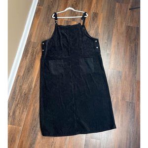 Vintage Modern Woman Black Velvet Overall Dress Size 2X